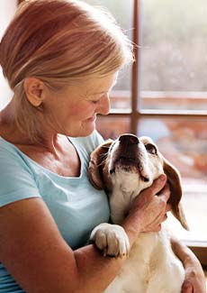 senior woman with dog